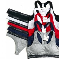 Синий комплект Calvin Klein M, L черная резинка. Код: С50